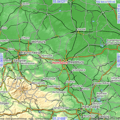 Topographic map of Hermsdorf