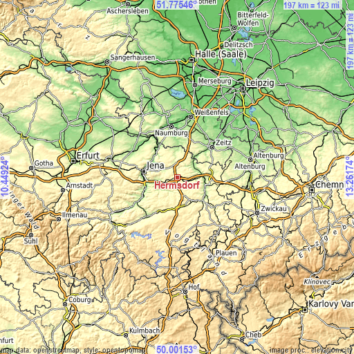 Topographic map of Hermsdorf