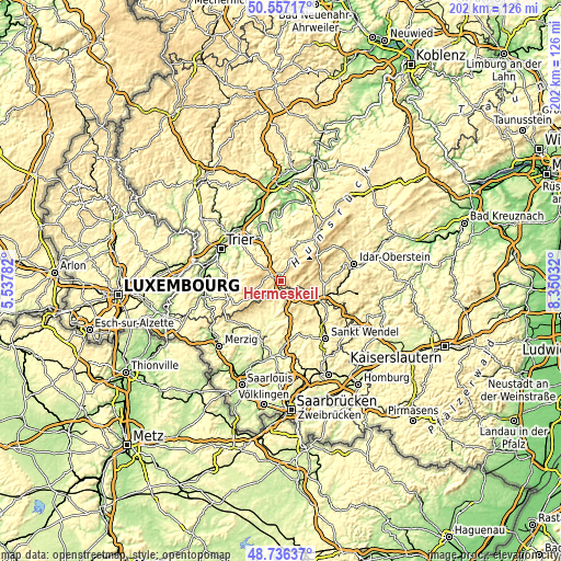 Topographic map of Hermeskeil