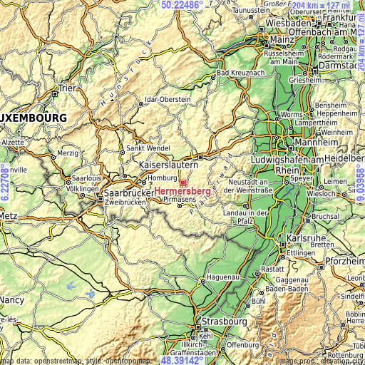 Topographic map of Hermersberg