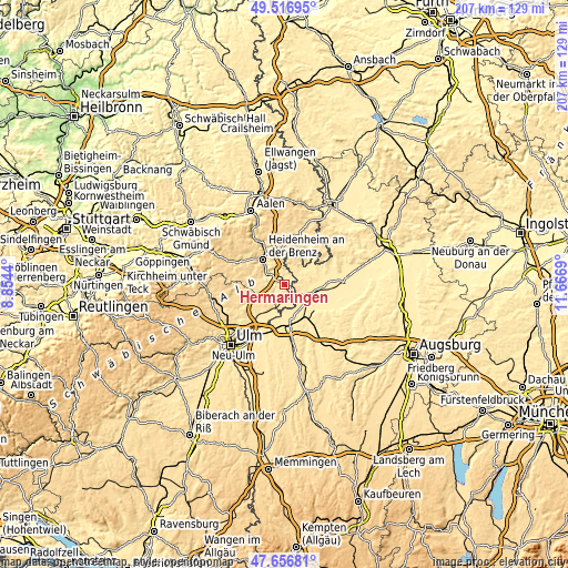 Topographic map of Hermaringen