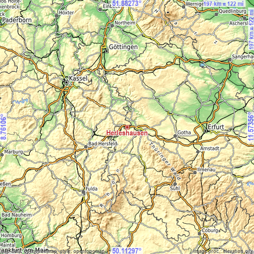 Topographic map of Herleshausen