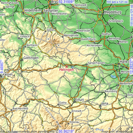 Topographic map of Heringen