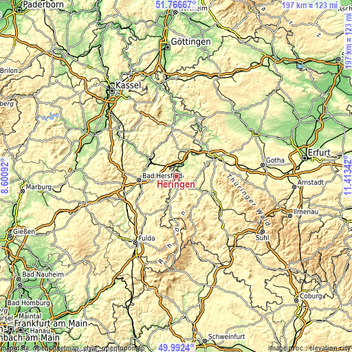 Topographic map of Heringen