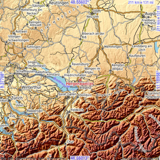 Topographic map of Hergensweiler