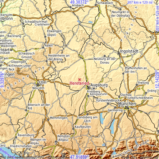 Topographic map of Heretsried