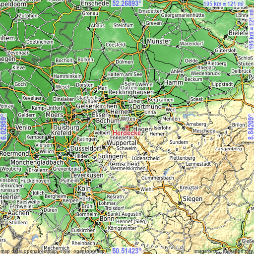 Topographic map of Herdecke