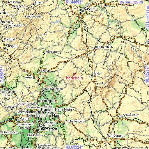 Topographic map of Herbstein