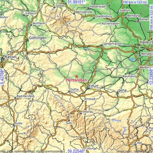 Topographic map of Herbsleben