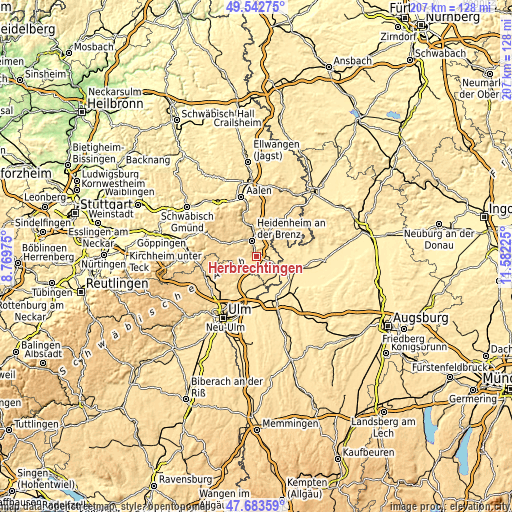 Topographic map of Herbrechtingen