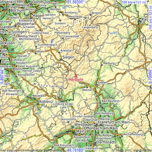 Topographic map of Herborn