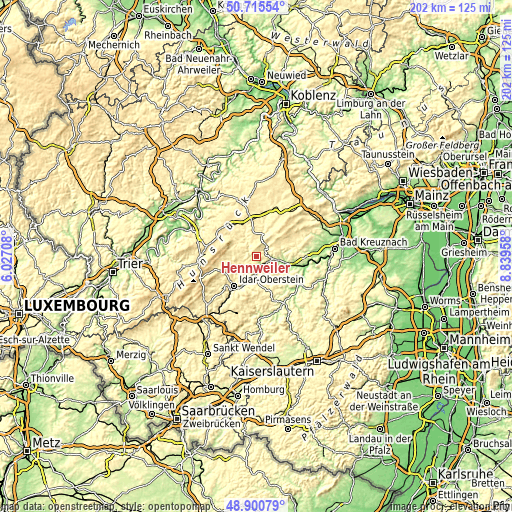 Topographic map of Hennweiler