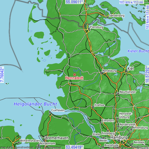 Topographic map of Hennstedt