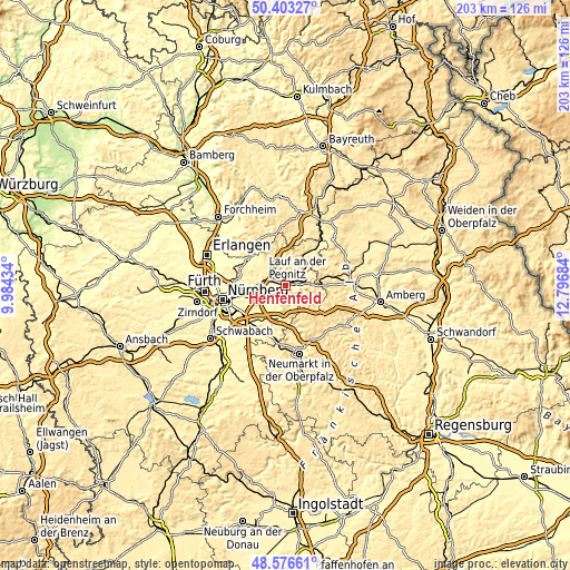 Topographic map of Henfenfeld