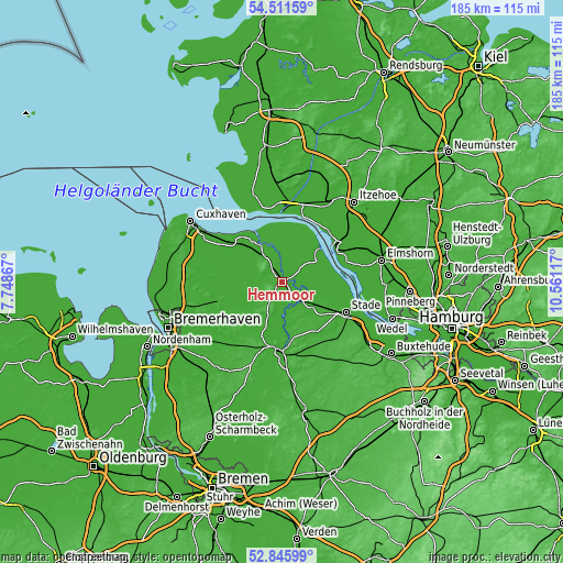 Topographic map of Hemmoor