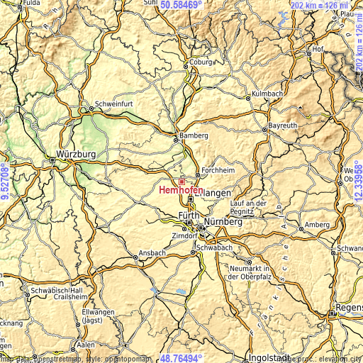 Topographic map of Hemhofen
