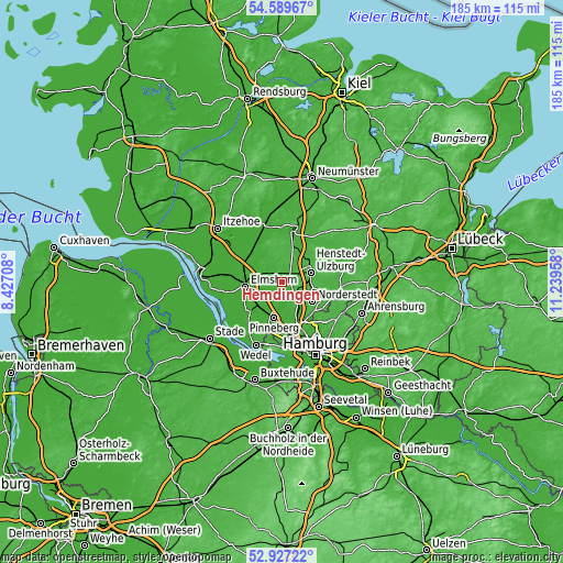 Topographic map of Hemdingen