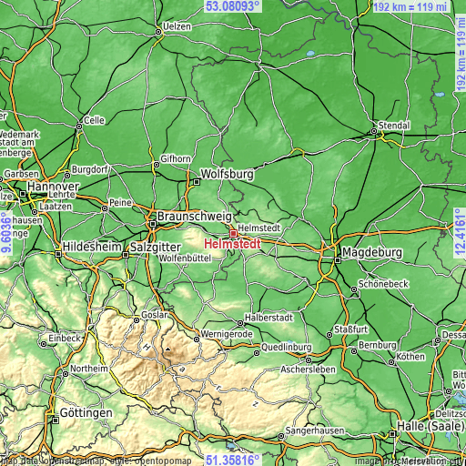 Topographic map of Helmstedt