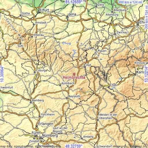 Topographic map of Helmbrechts