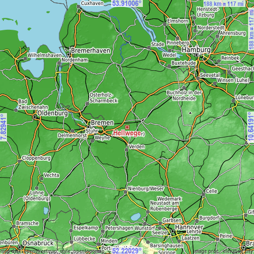 Topographic map of Hellwege