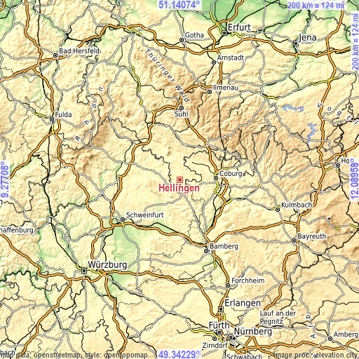 Topographic map of Hellingen