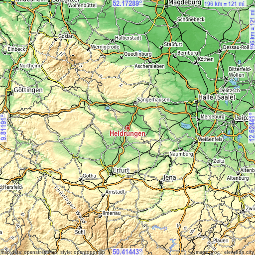 Topographic map of Heldrungen