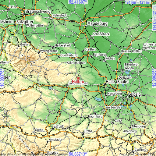 Topographic map of Helbra