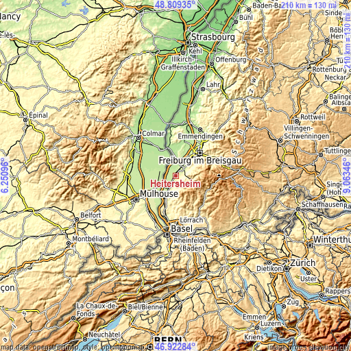 Topographic map of Heitersheim