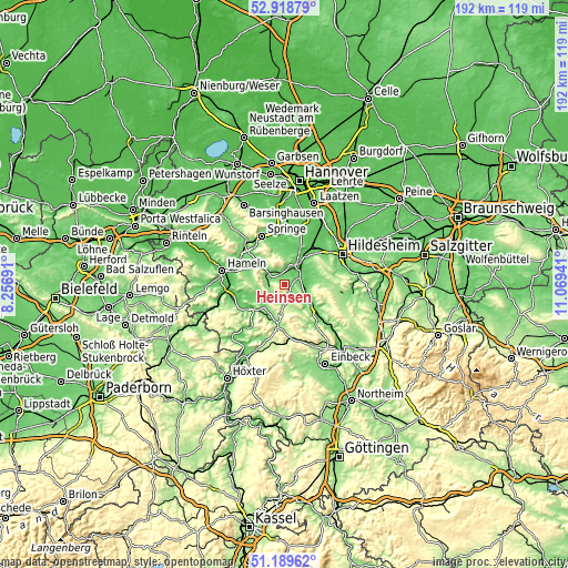 Topographic map of Heinsen