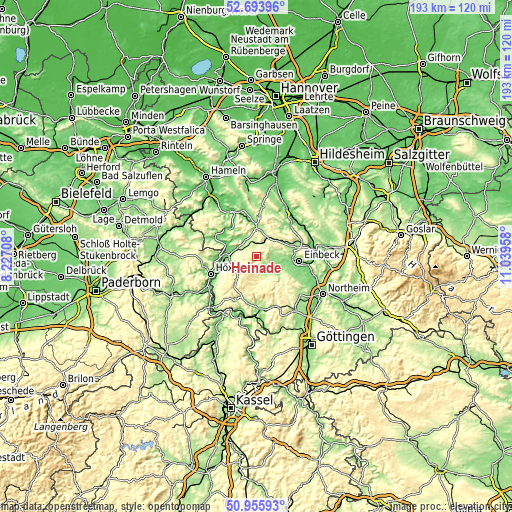 Topographic map of Heinade