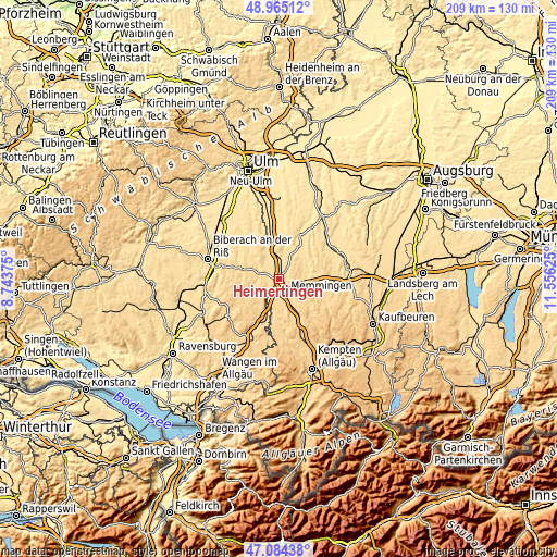 Topographic map of Heimertingen