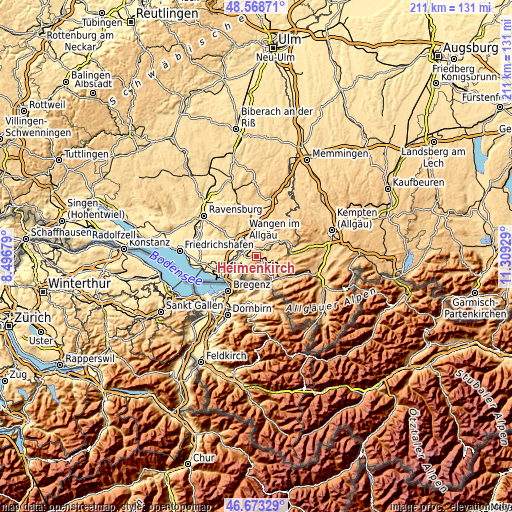 Topographic map of Heimenkirch