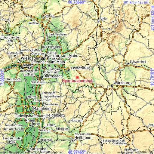 Topographic map of Heimbuchenthal