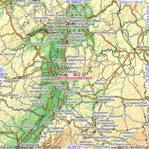 Topographic map of Heiligkreuzsteinach