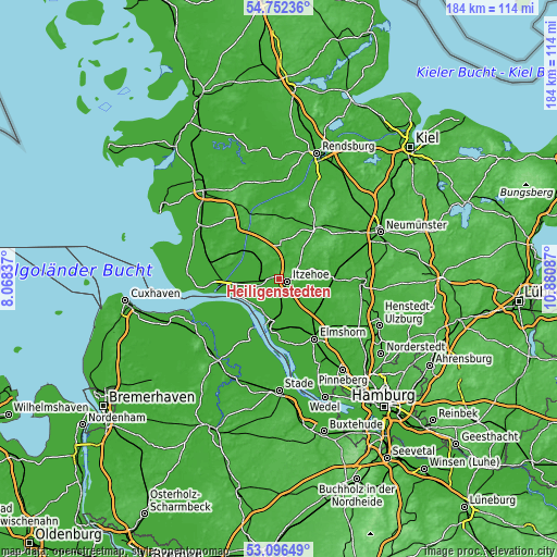 Topographic map of Heiligenstedten