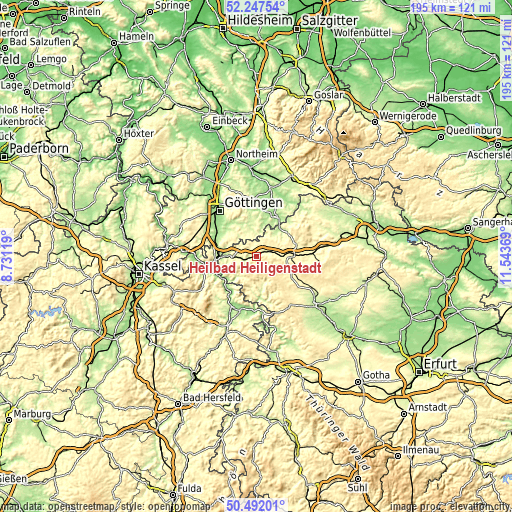 Topographic map of Heilbad Heiligenstadt