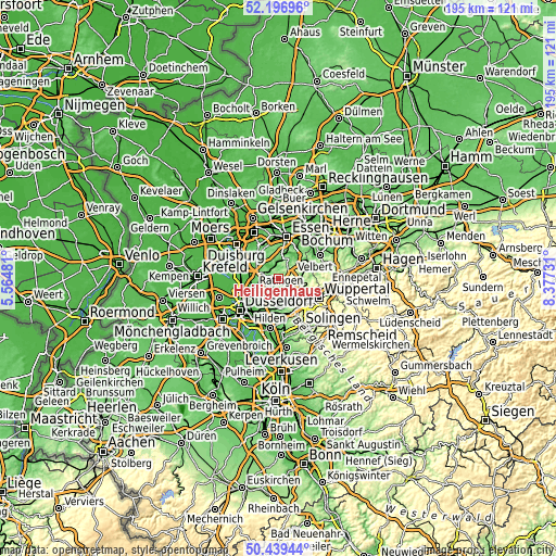 Topographic map of Heiligenhaus