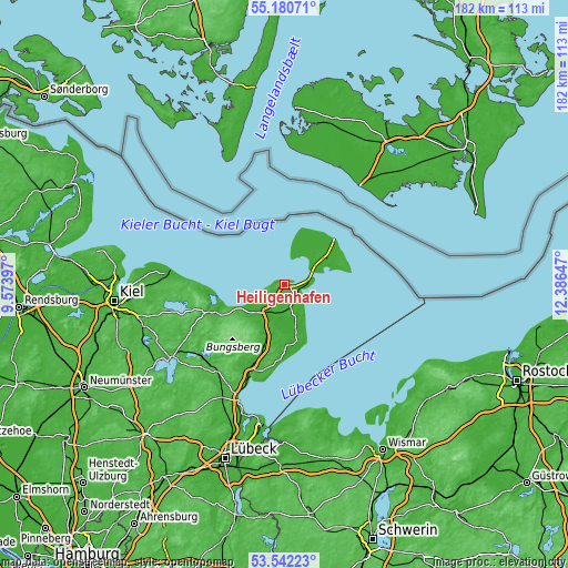 Topographic map of Heiligenhafen