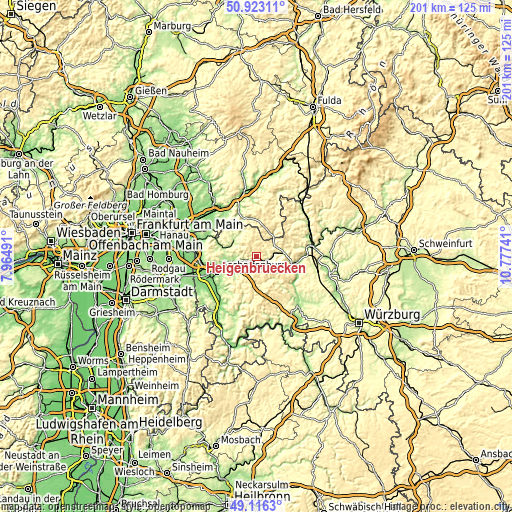 Topographic map of Heigenbrücken