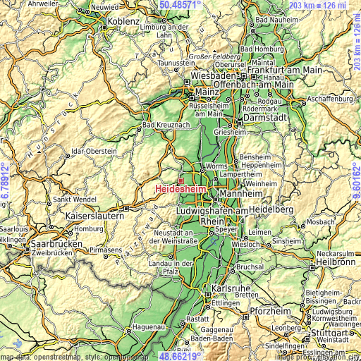 Topographic map of Heidesheim