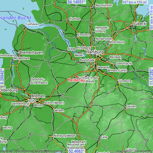 Topographic map of Heidenau