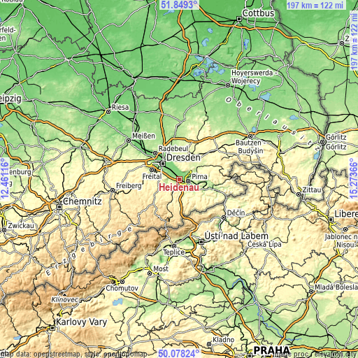 Topographic map of Heidenau