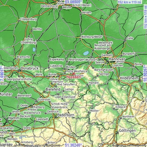 Topographic map of Heeßen