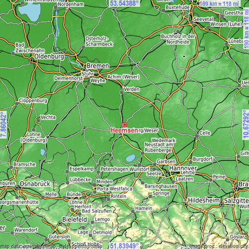 Topographic map of Heemsen