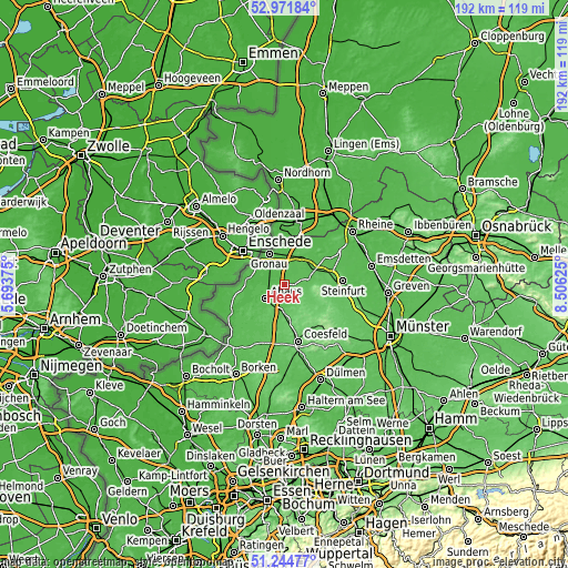Topographic map of Heek