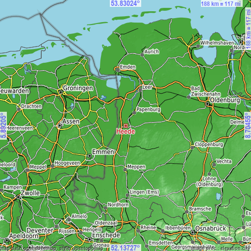 Topographic map of Heede