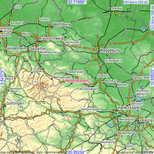 Topographic map of Hedersleben