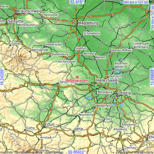 Topographic map of Hedersleben