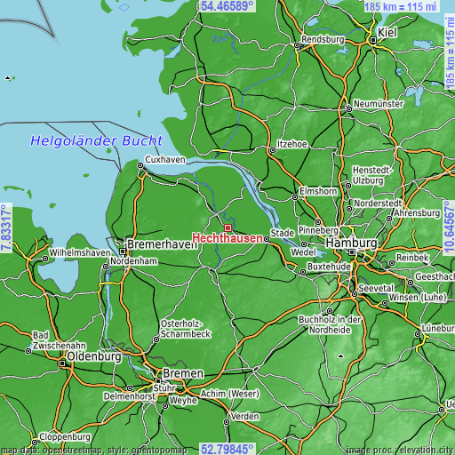 Topographic map of Hechthausen