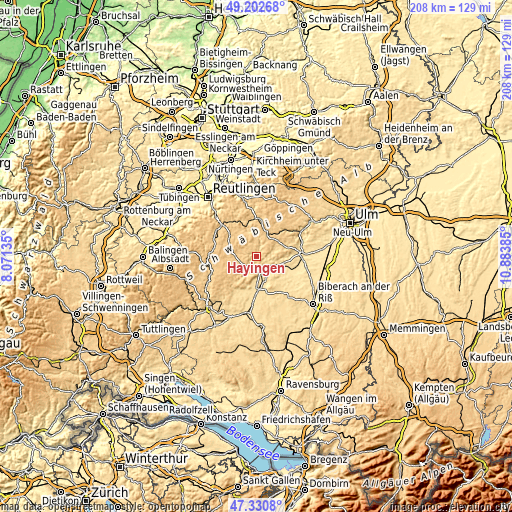 Topographic map of Hayingen